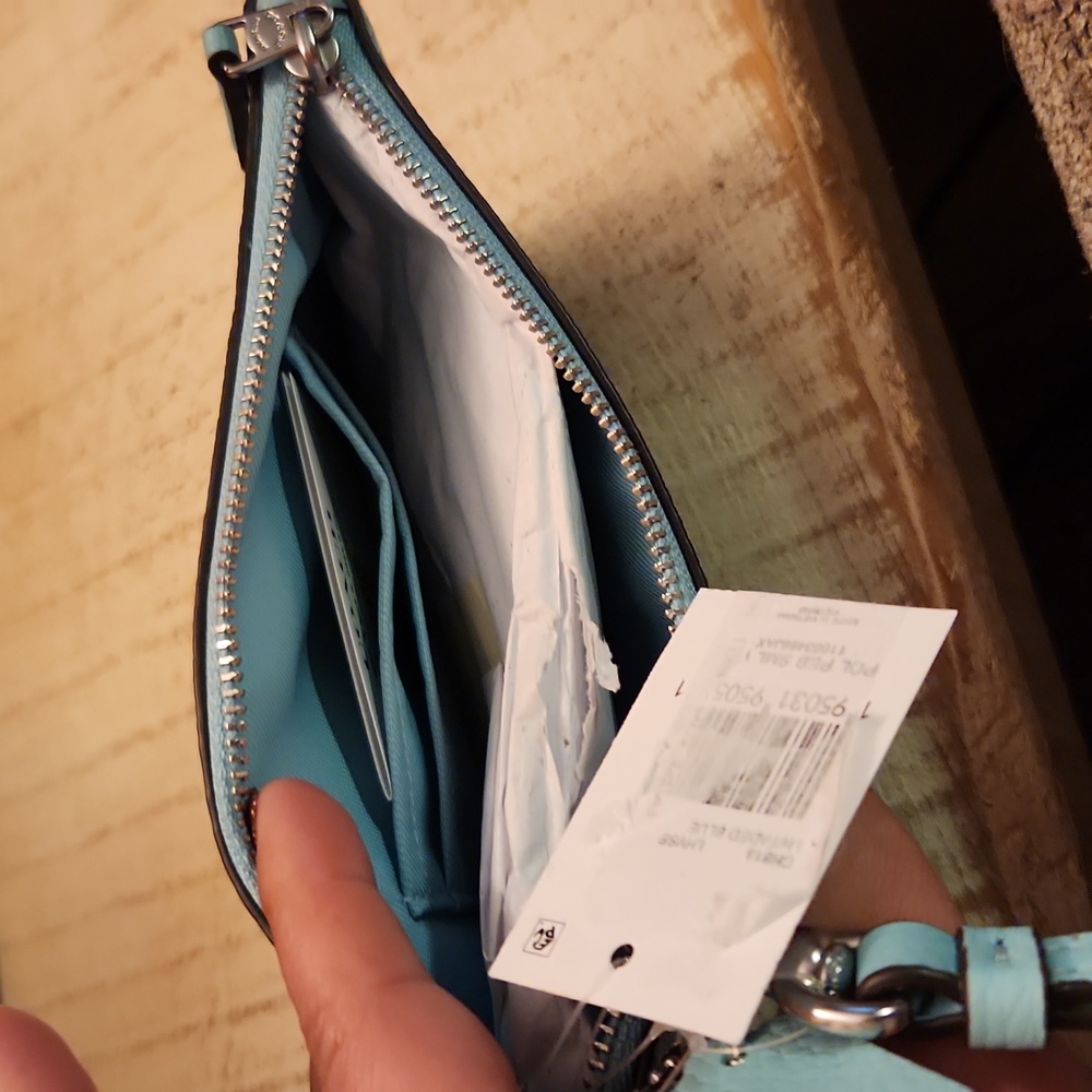 COACH SMALL WRISTLET (COACH CH818)SILVER/FADED BLUE NWT - Picture 6 of 7